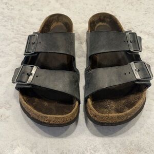 Women’s Birkenstock Charcoal Double Strap Sandals FAIR condition Size 8 or 8.5